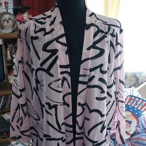Vintage Pink Blouse With Black Squiggles